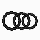 Cockring Silicone Noir Ondulé (Pack de 3)