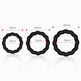 Cockring Silicone Noir Ondulé (Pack de 3)