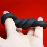 Cockring Silicone DoubleTug Noir