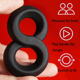 Cockring Silicone DoubleTug Noir